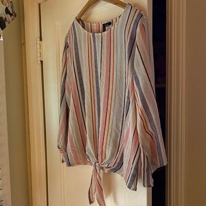 Super Cute & Chic Striped Tie-Front Blouse